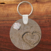 hart op de strandroze schelpen sleutelhanger (Voorkant)