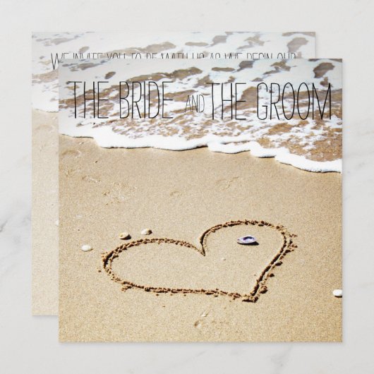 Hart op de uitnodiging voor strandbruiloft (Voorkant / Achterkant)