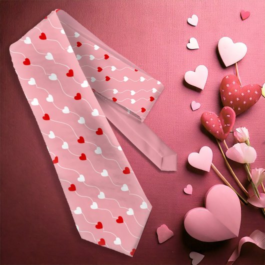 Hart op een Rood/Wit ID628 van het Patroon van het Stropdas