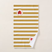 Hart op Gouden & Wit Gestreept Bad Handdoek (Handdoek)