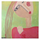 Hart op Haar Sleeve Abstracte Kunst Tegeltje (Voorkant)