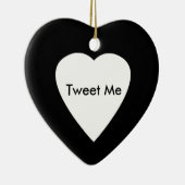 Hart op hart en tweet keramisch ornament (Rechts)