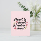 Hart op Hart, Hand in Hand - Romantische Quote Briefkaart (Staand voorkant)