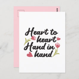 Hart op Hart, Hand in Hand - Romantische Quote Briefkaart