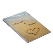 Hart op het Shore Beach Wedding Custom Guest Book Notitieboek (Rechterzijde)