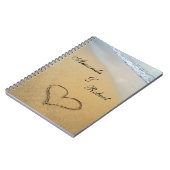 Hart op het Shore Beach Wedding Custom Guest Book Notitieboek (Linkerzijde)