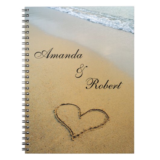 Hart op het Shore Beach Wedding Custom Guest Book Notitieboek (Voorkant)