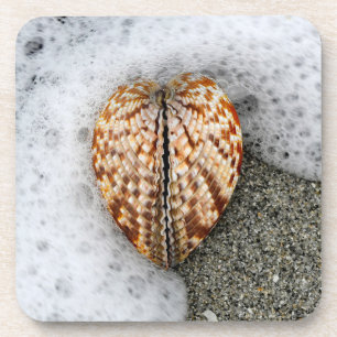 Hart op het strand bier onderzetter