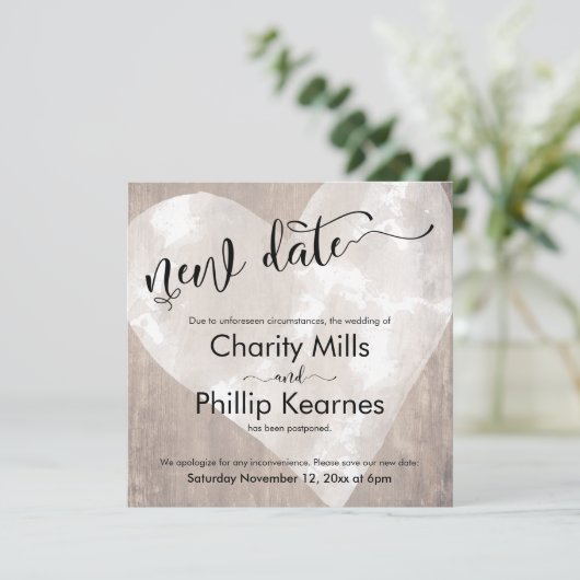 Hart op hout uitgestelde bruiloft nieuwe datum Kaa (Staand voorkant)