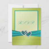 Hart op Limoen Pleats met Turquoise R.S.V.P. Kaart (Voorkant)