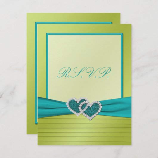 Hart op Limoen Pleats met Turquoise R.S.V.P. Kaart (Voorkant / Achterkant)