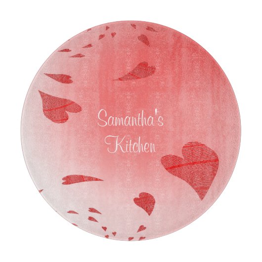 Hart op roze aangepaste snijkaart snijplank (Voorkant)