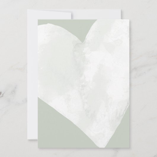 Hart op Sage Green Oops. Kaart uitgestelde weddens (Achterkant)
