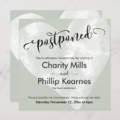 Hart op Sage Green Uitgestelde bruiloft aankondigi (Voorkant / Achterkant)