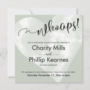 Hart op Sage Green Whoops! Kaart uitgestelde wedde