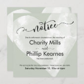 Hart op salie groene uitgestelde trouwkaart (Voorkant / Achterkant)