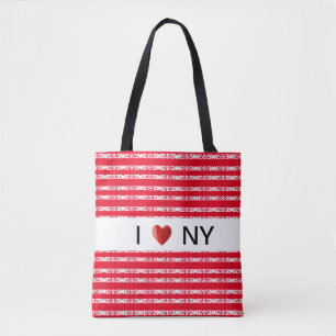 Hart op stijlvol wit en rood gestreept patroon tote bag