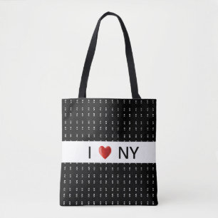Hart op stijlvol zwart-wit gestreept patroon tote bag