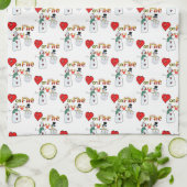 Hart op Vuur Sneeuwman Keuken Handdoek (Gevouwen)