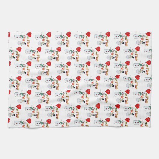 Hart op Vuur Sneeuwman Keuken Handdoek (Horizontaal)