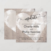 Hart op Wood Postponed Wedding Update Kaart (Voorkant / Achterkant)