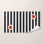 Hart op zwart-wit gestreepte ondergrond bad handdoek (Handdoek)
