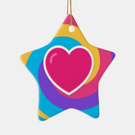 Hart op Zwemelen - Gepersonaliseerde Star Shaped K Keramisch Ornament (Rechts)