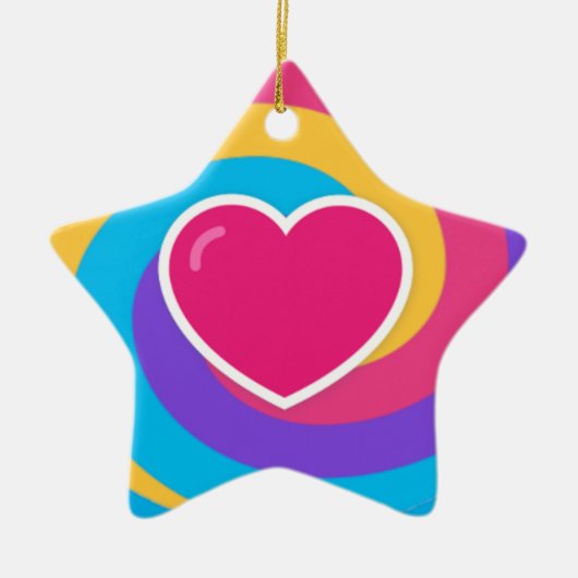 Hart op Zwemelen - Gepersonaliseerde Star Shaped K Keramisch Ornament (Voorkant)