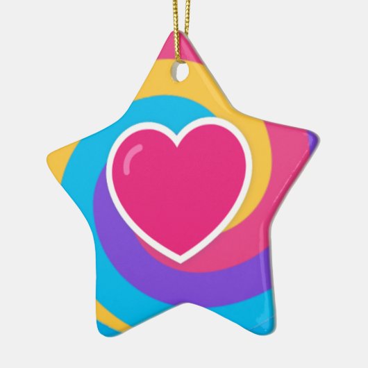 Hart op Zwemelen - Gepersonaliseerde Star Shaped K Keramisch Ornament (Links)