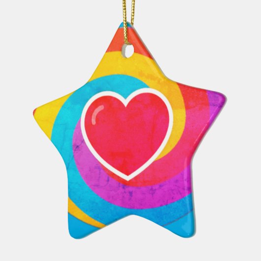 Hart op Zwemelen - Gepersonaliseerde Star Shaped K Keramisch Ornament (Links)