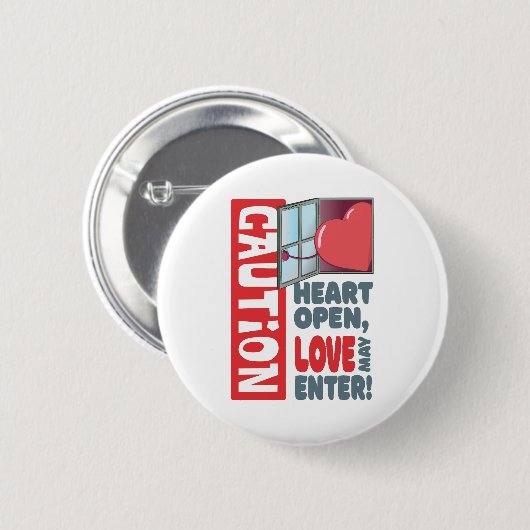 Hart open, liefde mag binnengaan (Valentijnsdag) Ronde Button 5,7 Cm (Voorkant /achterkant)