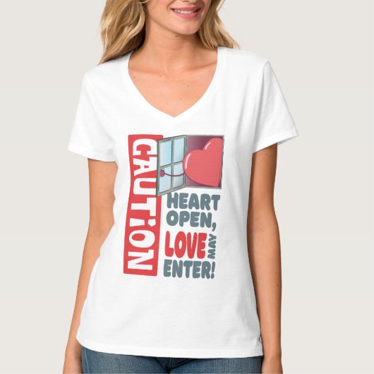 Hart open, liefde mag binnengaan (Valentijnsdag) T-shirt (Voorkant)