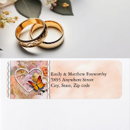 Hart Oranje Rozen Butterflies Couples Adres Etiket