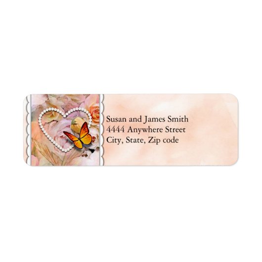 Hart Oranje Rozen Butterflies: elke dag een paar Etiket (Voorkant)