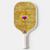 Hart Oranje Tint Vierkantjes Pickleball Paddle (Voorkant)