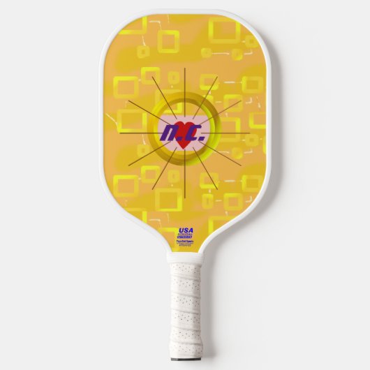 Hart Oranje Tint Vierkantjes Pickleball Paddle (Voorkant)