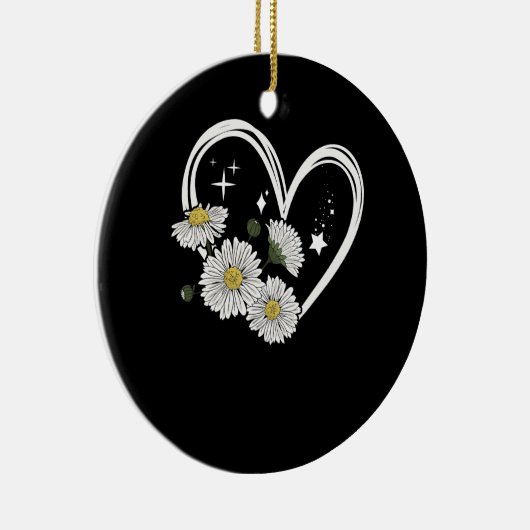 Hart Outline Met Daisy Bloemen Opsie Daisy Meisje Keramisch Ornament (Rechts)
