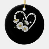 Hart Outline Met Daisy Bloemen Opsie Daisy Meisje Keramisch Ornament (Voorkant)