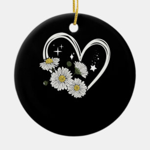 Hart Outline Met Daisy Bloemen Opsie Daisy Meisje Keramisch Ornament