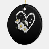 Hart Outline Met Daisy Bloemen Opsie Daisy Meisje Keramisch Ornament (Links)