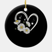 Hart Outline Met Daisy Bloemen Opsie Daisy Meisje Keramisch Ornament (Achterkant)