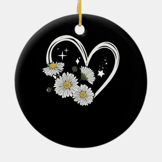 Hart Outline Met Daisy Bloemen Opsie Daisy Meisje Keramisch Ornament (Achterkant)