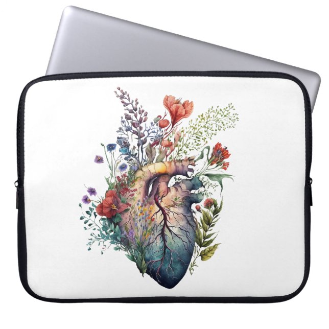 Hart overwoekerd met floralen (uitsparing) - anato laptop sleeve (Voorkant)