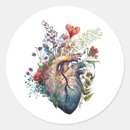 Hart overwoekerd met floralen (uitsparing) - anato ronde sticker
