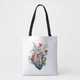 Hart overwoekerd met floralen (uitsparing) - anato tote bag