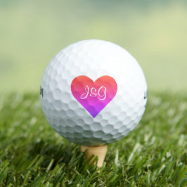 Hart Paar Naam Huwelijk Valentijnse Rode Roze Golfballen