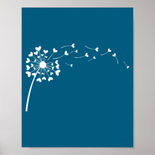 Hart Paardenbloem Bloem Liefde Schattig Valentijns Poster