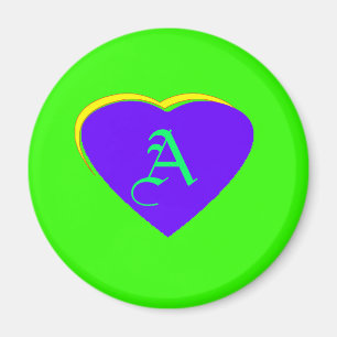 Hart Paarse Curve Gele Achtergrond Groene Templat Magneet