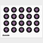 Hart Paarse Lint Fibromyalgie Bewustzijn Warrior Ronde Sticker (Vel)