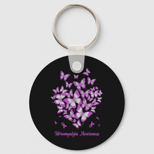 Hart Paarse Lint Fibromyalgie Bewustzijn Warrior Sleutelhanger (Voorkant)